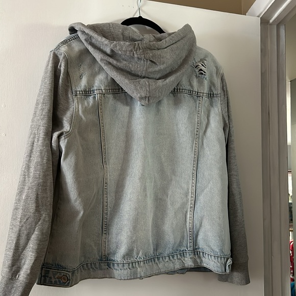 Denim and Jersey mix hooded jacket - Picture 3 of 7